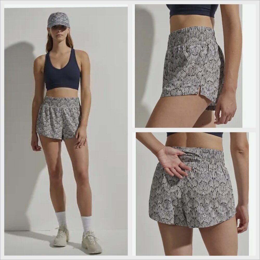 Varley Kallin Snake Print Running Shorts XS Lined Active Gym Workout Athleisure